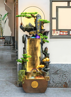 假山喷泉水幕流水室内客厅玄关循环水装饰摆件办公室招财落地景观