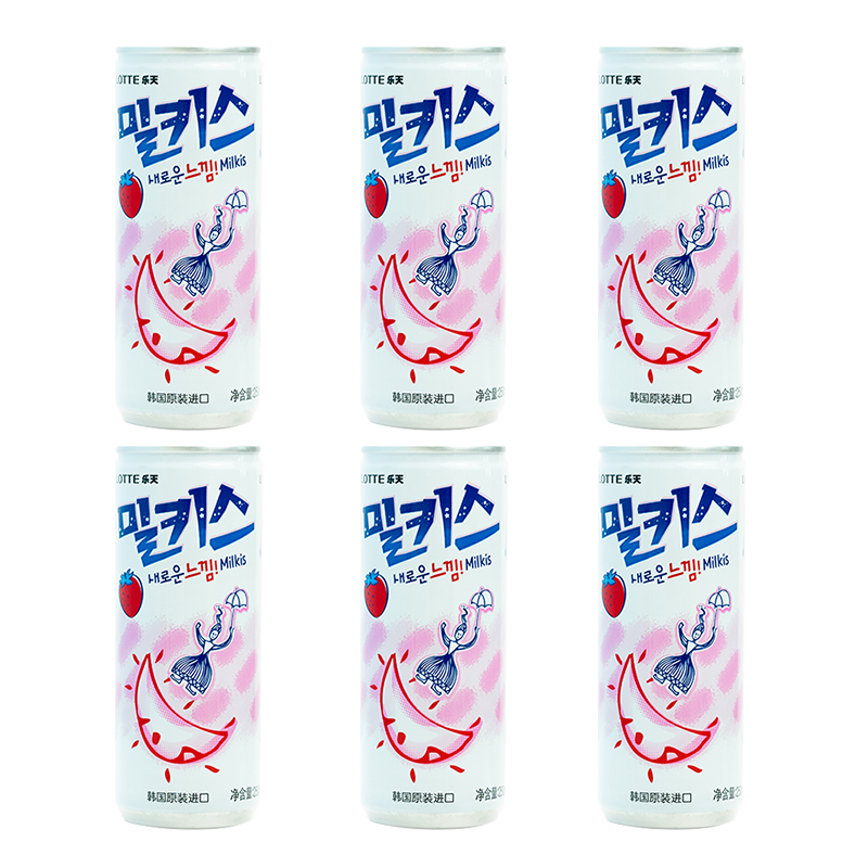 乐天韩国进口网红饮料6瓶装乐天芦荟草莓芒果原味多口味混合240ml - 图1