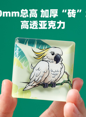 SuperRep瑞兽系列创意亚克力拼图冰箱贴金刚鹦鹉葵花立体磁吸贴