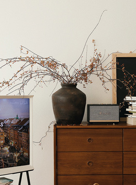 新中式陶罐中古风陶瓷花瓶插花摆件高级感小众家居装饰水培花器