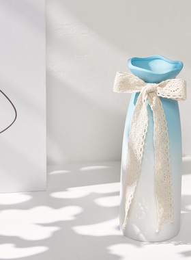 蓝色渐变北欧简约陶瓷干花花瓶水养创意客厅家居装饰插花摆件