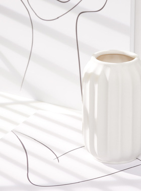简约创意北欧白色陶瓷水养干花花瓶家居装饰客厅餐桌书房插花摆件
