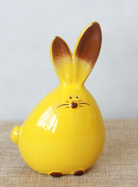 新中式陶瓷长耳兔摆件现代简约家居装饰摆设陶瓷兔子软装饰品2129