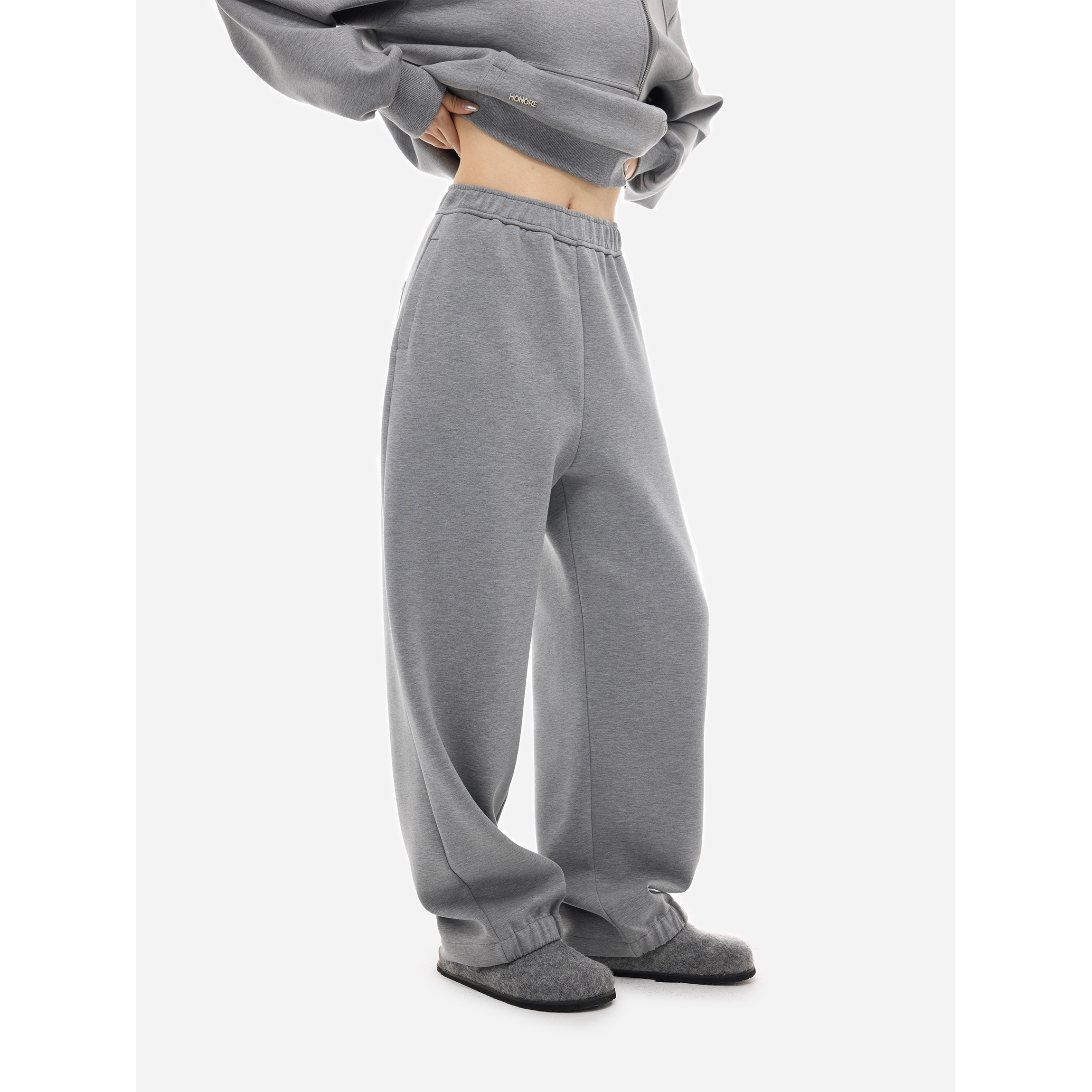 HONORE古月 Hiking day金属斜拉链结构时尚慵懒运动卫衣开衫套装 - 图1