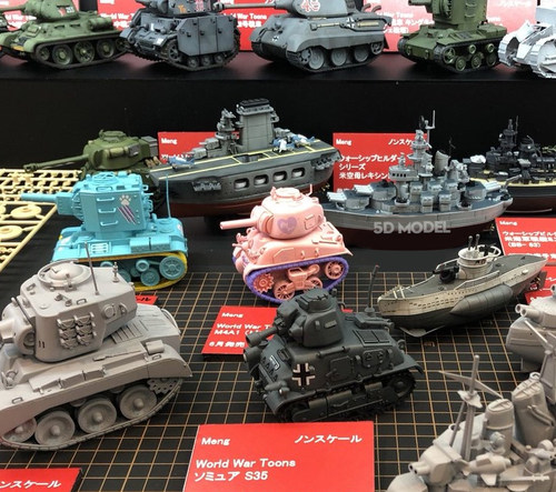 MENG坦克模型手办拼装玩具车KV2虎式99A虎王t34谢尔曼q版免胶分色 - 图0