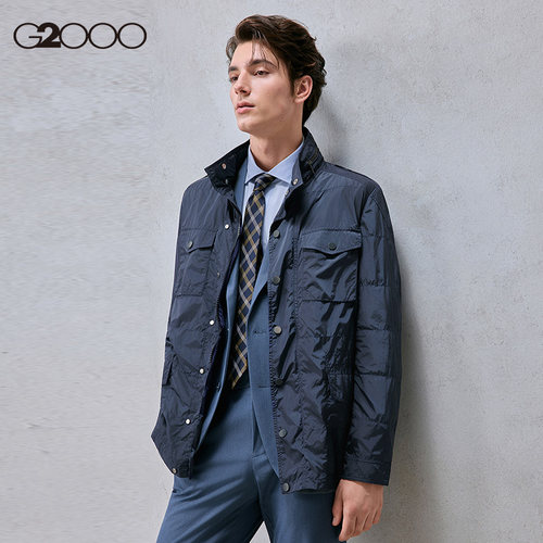 【可机洗】G2000男装商场同款2025秋冬立领带帽子多口袋夹克外套-图0