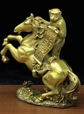 马上封侯纯铜摆件生肖马猴黄铜家居客厅工艺品办公桌领导商务礼品