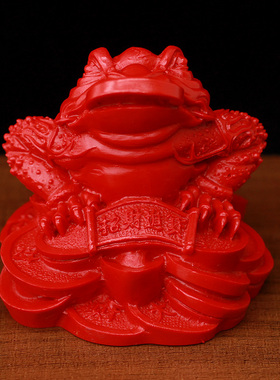 招财聚财金蟾摆件朱砂家居镇宅客厅玄关电视机柜摆设旺财三脚蟾蜍