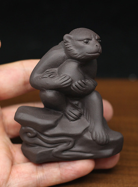 陶瓷紫砂生肖三合贵人申子辰摆件