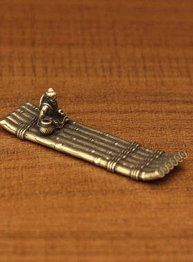 迷你黄铜渔船竹筏香插香座古典