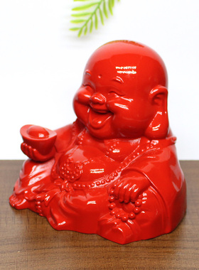 天然红色朱砂招财佛元宝金蟾佛大肚佛弥勒佛笑佛汽车车内车用摆件