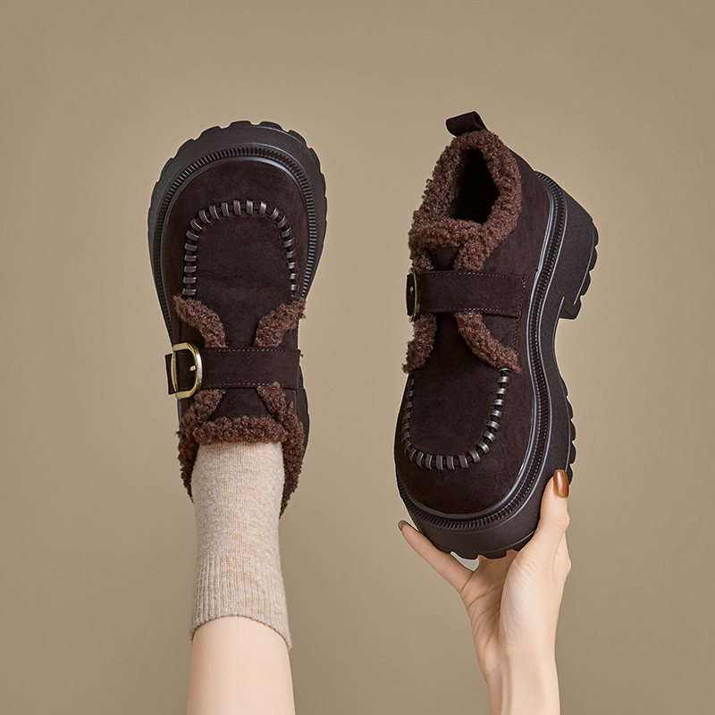 英伦风加绒厚底雪地靴女2025冬季休闲魔术贴保暖一脚蹬百搭棉鞋女,淘宝优惠券,粉丝福利购,淘宝优惠卷