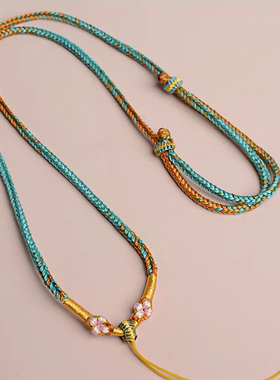 千里江山吊坠挂绳编织民族风简约八股项链锁骨链饰品颈链短款手工