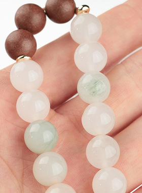 翠韵五福手串项链古法合香珠香牌手串新中式18k金金丝玉香牌项链