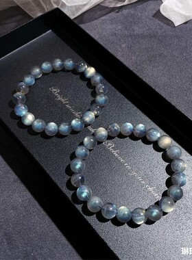 网红同款夏季新款斯里兰卡灰月光手链拉长石手串男女款时尚灰月光