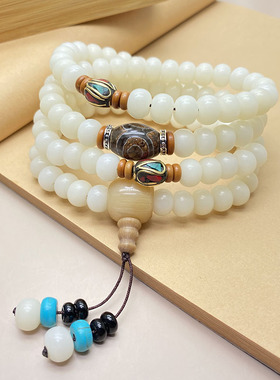 白玉菩提子108颗佛珠手链菩提根手串男女情侣项链