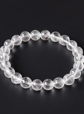 天然水晶白色幽灵满天星手链白幽灵聚宝盆圆珠散珠单圈手串