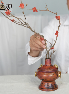 铜之魂纯铜香炉烟灰缸花瓶花器一人小火锅摆件紫铜手工艺品创意