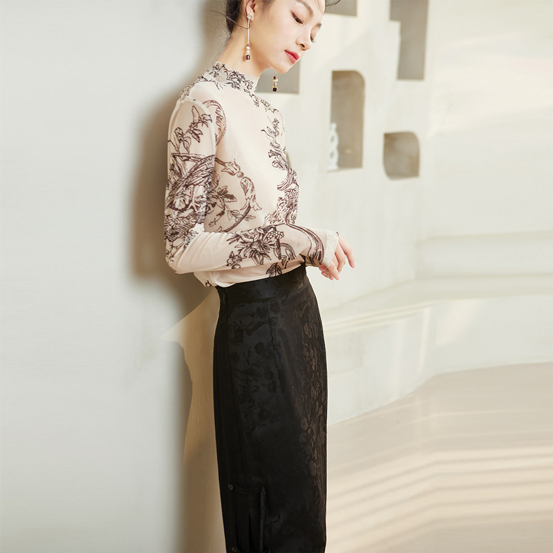 qs秸熙2022春新款复古新中式半身裙 秸熙服饰半身裙