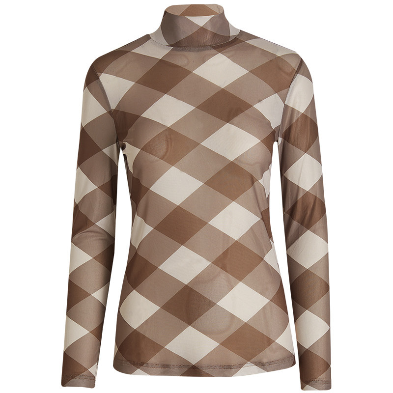 qs秸熙2021秋冬新款打底网纱衣小衫 秸熙服饰蕾丝衫/雪纺衫