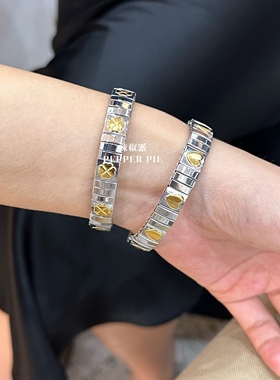 辣椒派 春夏不掉色银色小众甜酷爱心表带弹力手链 气质个性手镯