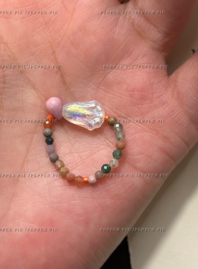 辣椒派 夏日多巴胺进口捷克珠戒指合集女 串珠弹力复古小众指环