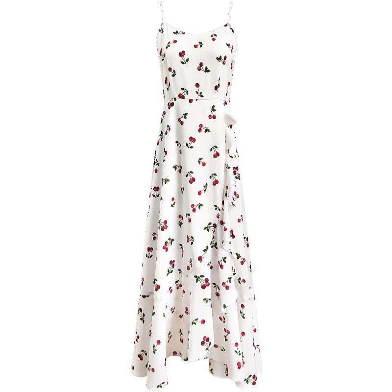 polkadot樱桃高腰复古碎花连衣裙 polkadot连衣裙