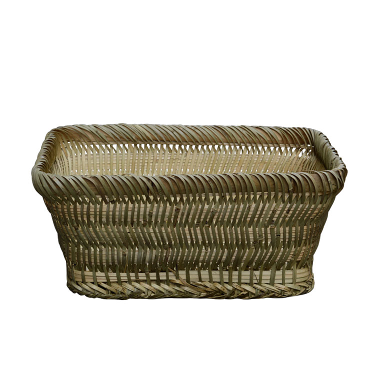 海鲜竹筐鸡蛋筐全竹皮编织方筐方篮采摘茶叶篓提篓子筐水果摆放篮 - 图3