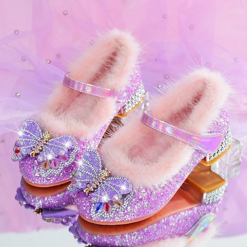 女童高跟鞋冰雪奇缘爱莎公主鞋时尚儿童水晶鞋加绒保暖小女孩棉鞋,淘宝优惠券,粉丝福利购,淘宝优惠卷