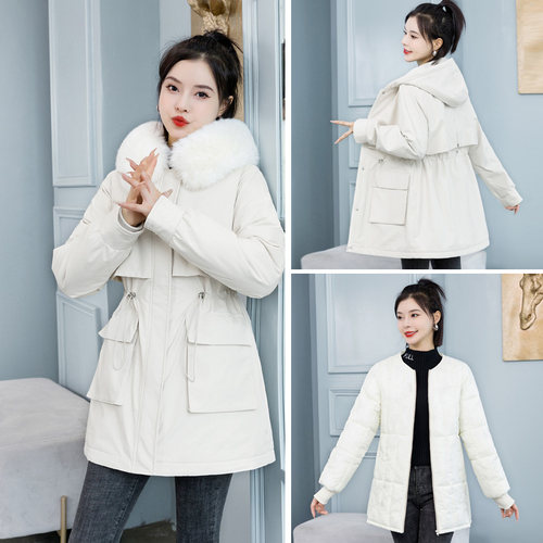 派克服女2025新款小个子加厚棉袄冬装可拆卸内胆羽绒棉衣棉服外套 - 图1