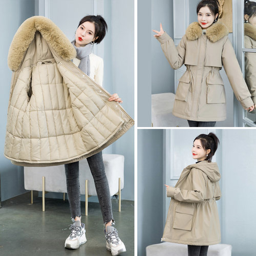 派克服女2025新款小个子加厚棉袄冬装可拆卸内胆羽绒棉衣棉服外套 - 图0