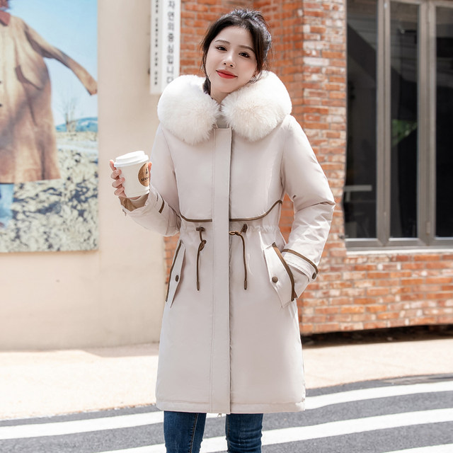 Removable inner liner cotton coat for women's mid-length loose and thick