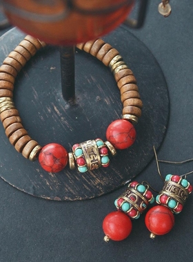 复古绿红松石少数民族女手链串