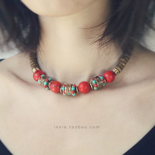 Этнический чокер, ожерелье, бирюзовая оригинальная цепочка до ключиц, этнический стиль
