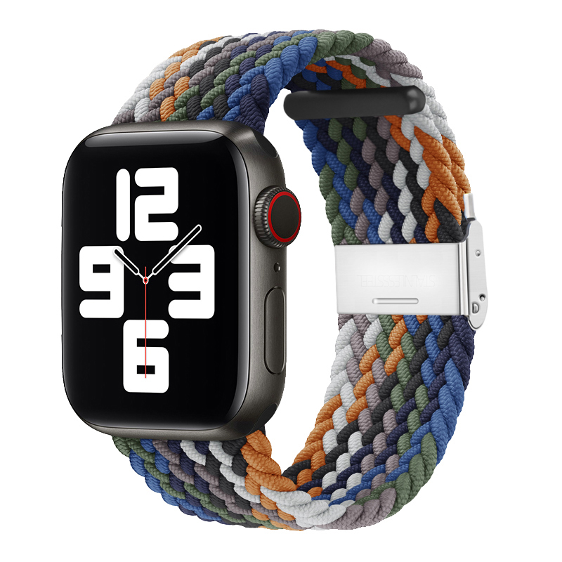 适用苹果s7手表apple watch7/8/9表带s8彩虹尼龙编织卡扣iwatch6/se/5/4代ultra手表带44mm男女s6/s5智能配件-图3