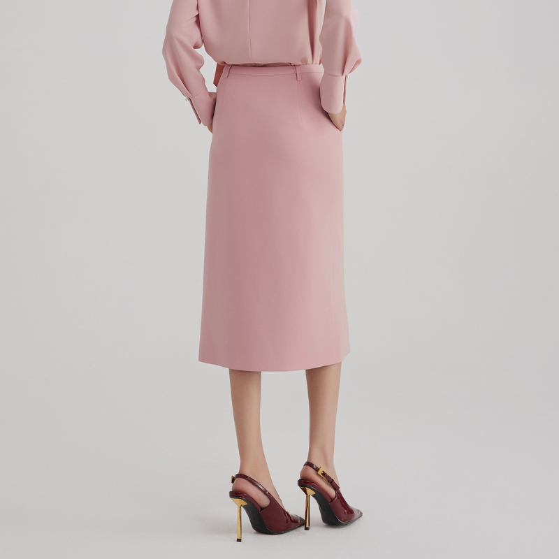 OBEG欧碧倩高腰中长款气质半身裙垂坠感醋酸西装裙女秋季10483050 - 图1