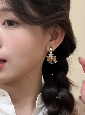 小众设计木马星星耳环女一款两戴
