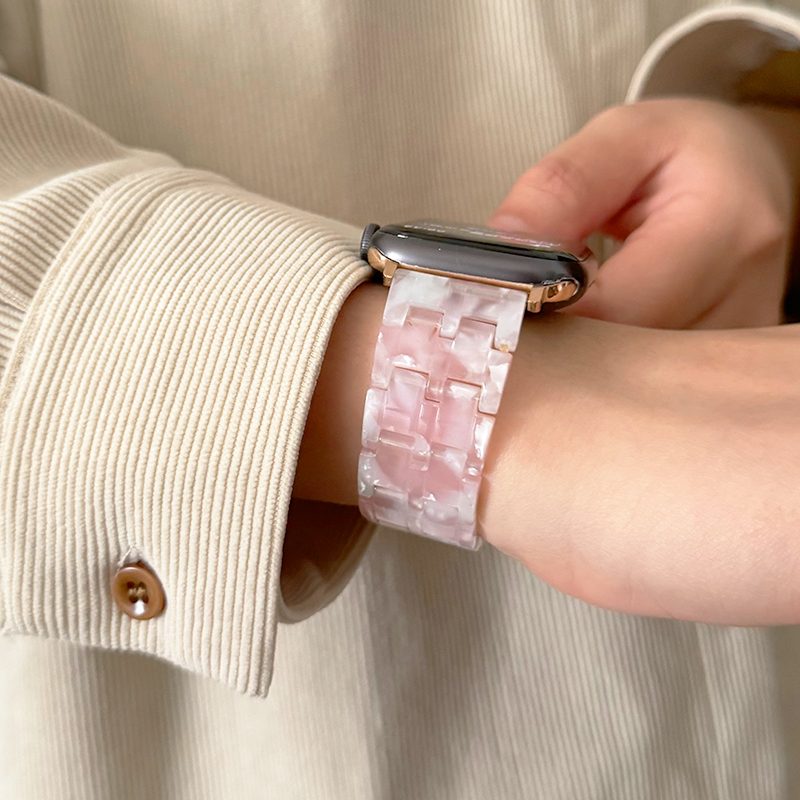 高级感树脂链条小众金属s8适用iwatch表带s9苹果se手表applewatch-图2