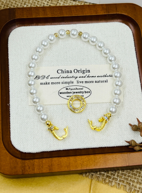 小众设计西瓜隔珠双环扣珍珠手链