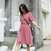 Susie 2019 mùa hè mới của phụ nữ retro thắt lưng thêu rỗng váy ngắn tay HS9246 - váy đầm