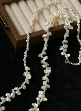 法式优雅天然花瓣珍珠项链女轻