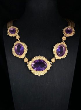 复古宫廷风重工轻奢饰品紫色宝石