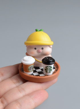 咖啡小猪可爱摆件桌面装饰品