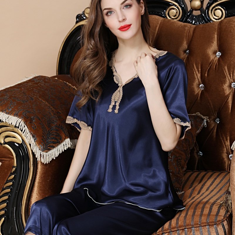 冰丝短袖大码丝绸韩版仿真睡衣 姬斯德妮睡衣/家居服套装