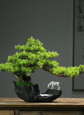 仿真玄关迎客松新中式微景观