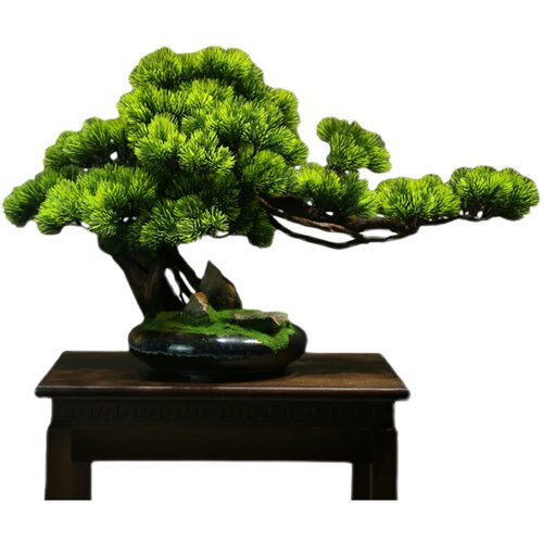 仿真迎客松盆景客厅样板房桌面玄关装饰新中式酒店罗汉松绿植摆件 - 图3