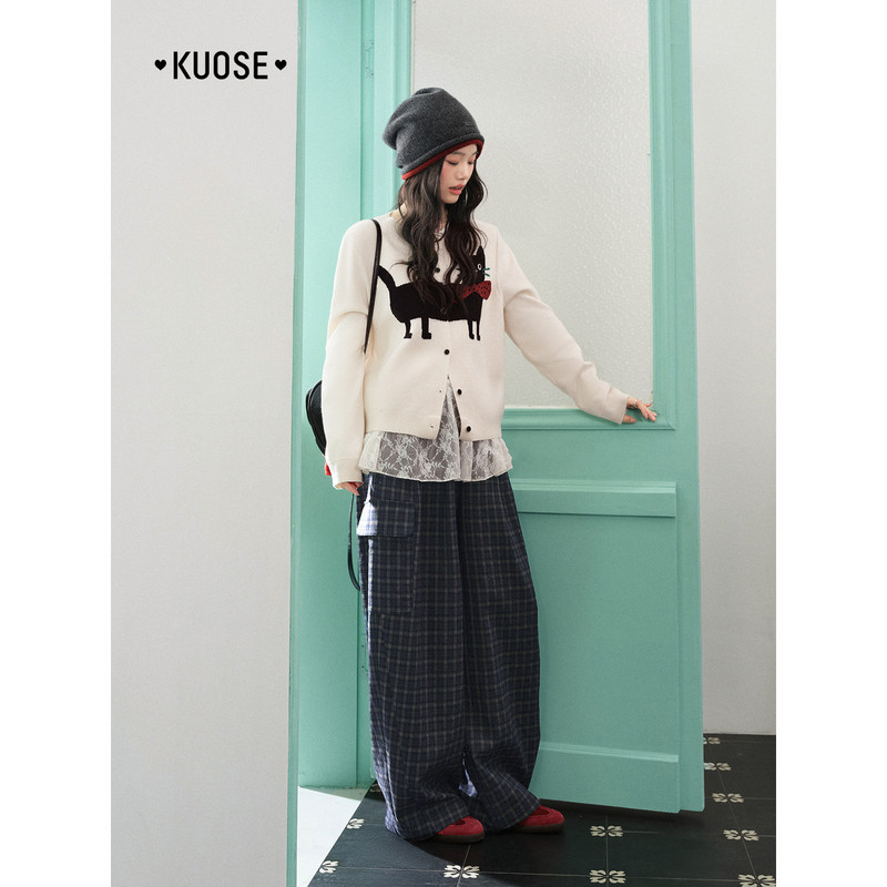 阔色猫咪毛衣开衫外套2026春季新款女装针织衫宽松短款上衣秋冬,淘宝优惠券,粉丝福利购,淘宝优惠卷