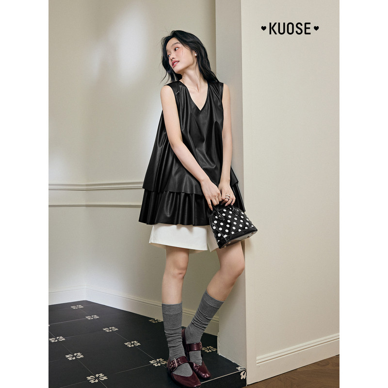 阔色无袖v领气质黑色上衣女2026春季新款不规则背心吊带外穿秋,淘宝优惠券,粉丝福利购,淘宝优惠卷