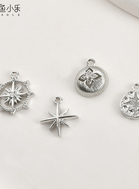 鱼小乐diy14k金十字星芒锆石吊坠