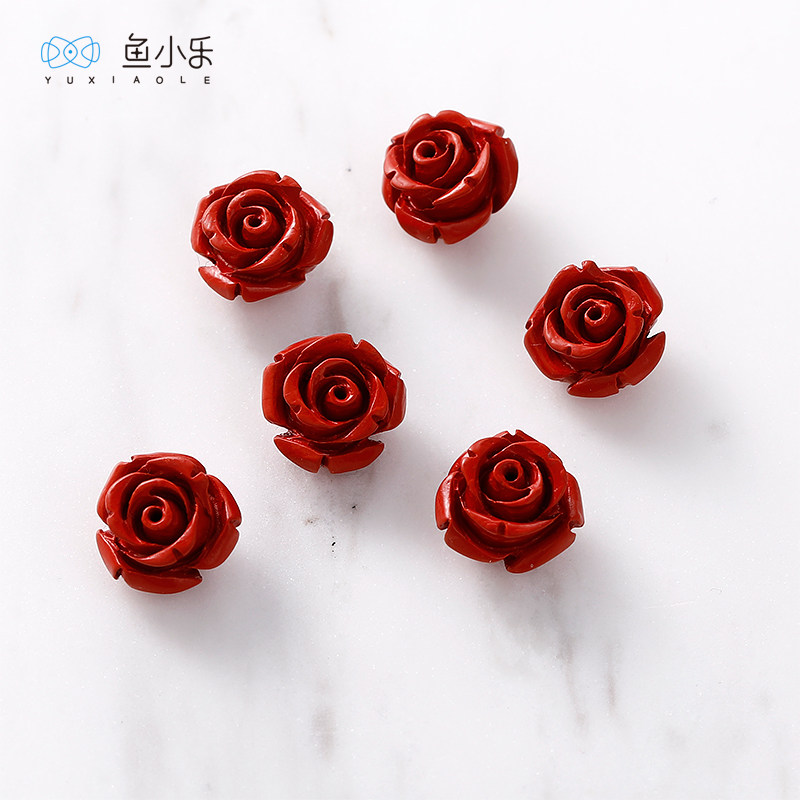 朱砂红玫瑰花直孔散珠DIY手工制作耳钉耳环耳饰品材料配件,淘宝优惠券,粉丝福利购,淘宝优惠卷